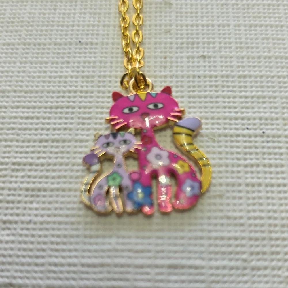 Colorful Cat Pendant Necklace